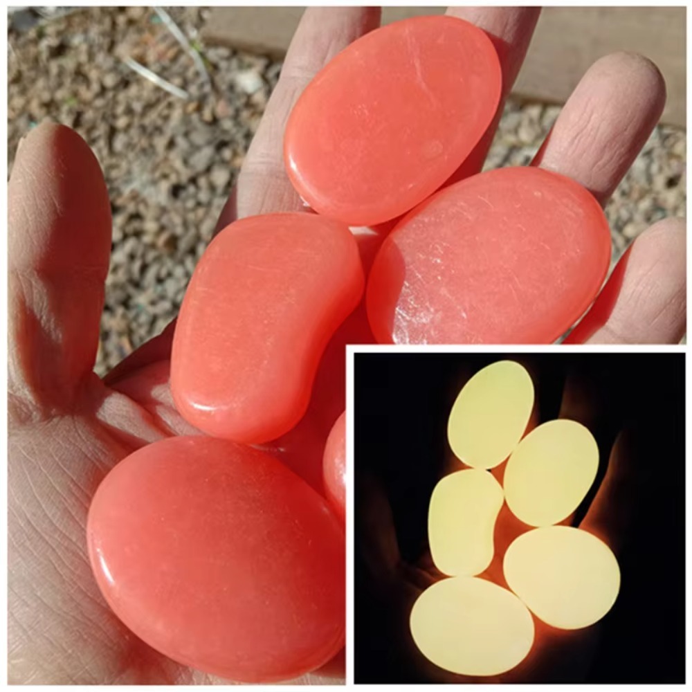 Aquarium Fish Land - 10pcs Decoration 4.5cm Luminous Pebbles Glow