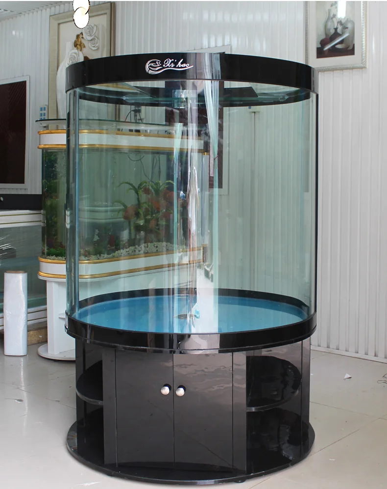 Aquarium Fish Reproduction - Cylindrical fish tank aquarium glass ecological