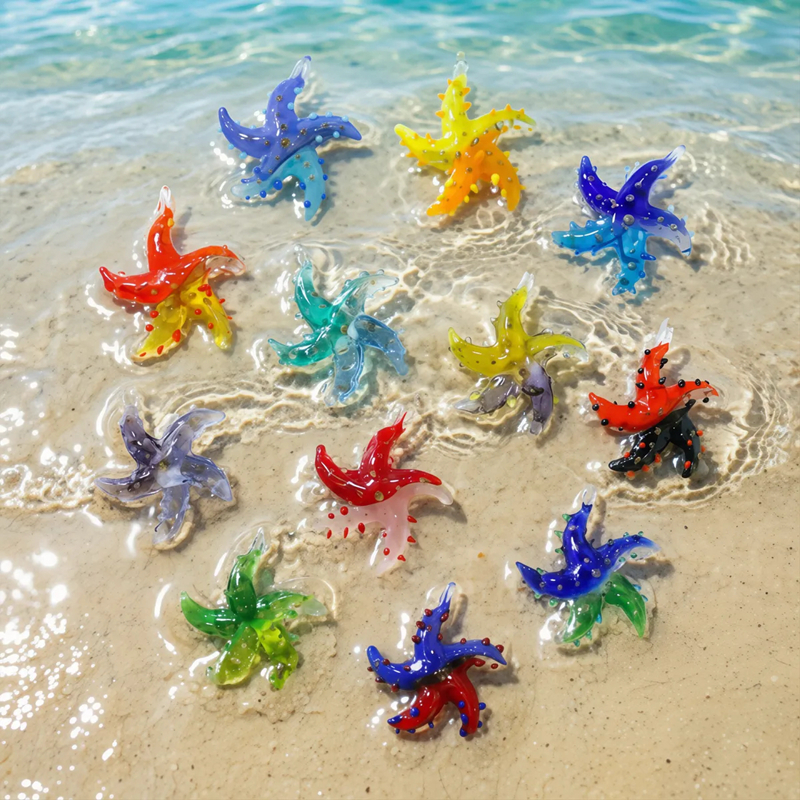 Aquarium Mini Fish - Mini Glass Starfish Pendant Colorful Cute