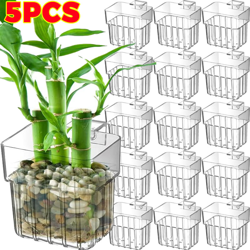 Aquarium Fish Land - 1/5pcs Aquarium Decoration Plant Cup Transparent