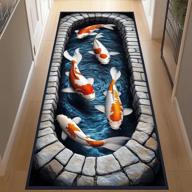 2D Koi Fish Pond Runner Rug fo - Aquarium Fish Koi review and price