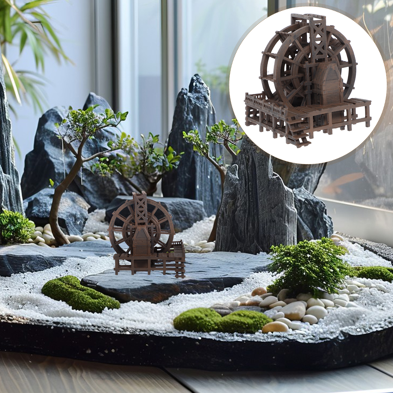 Miniature Water Wheel Ornament - Aquarium Mini Fish review and price
