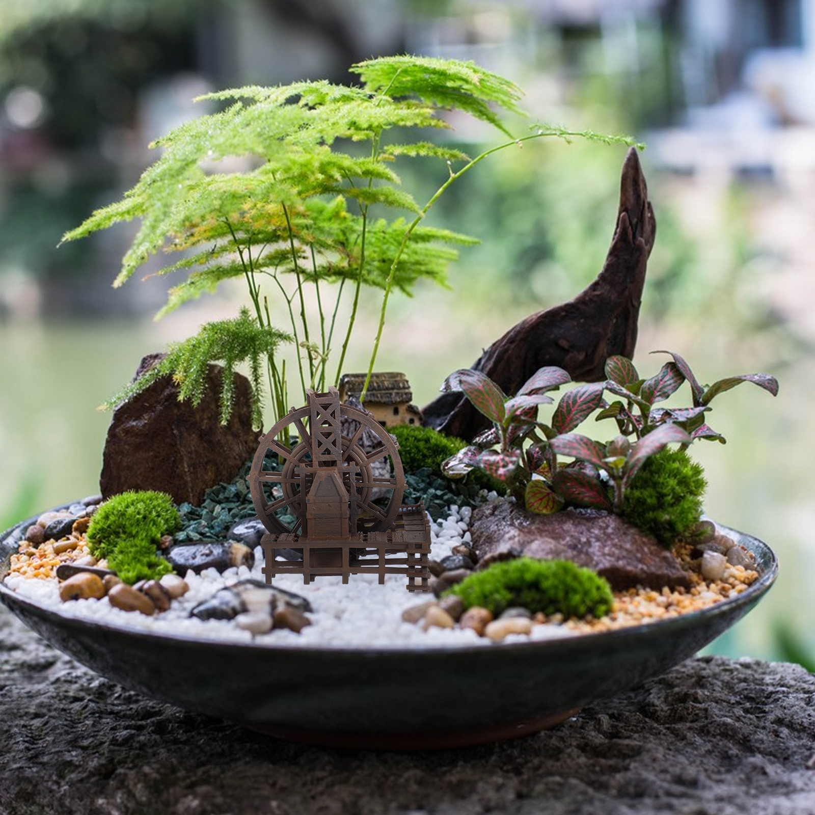 Miniature Water Wheel Ornament - Aquarium Mini Fish review and price