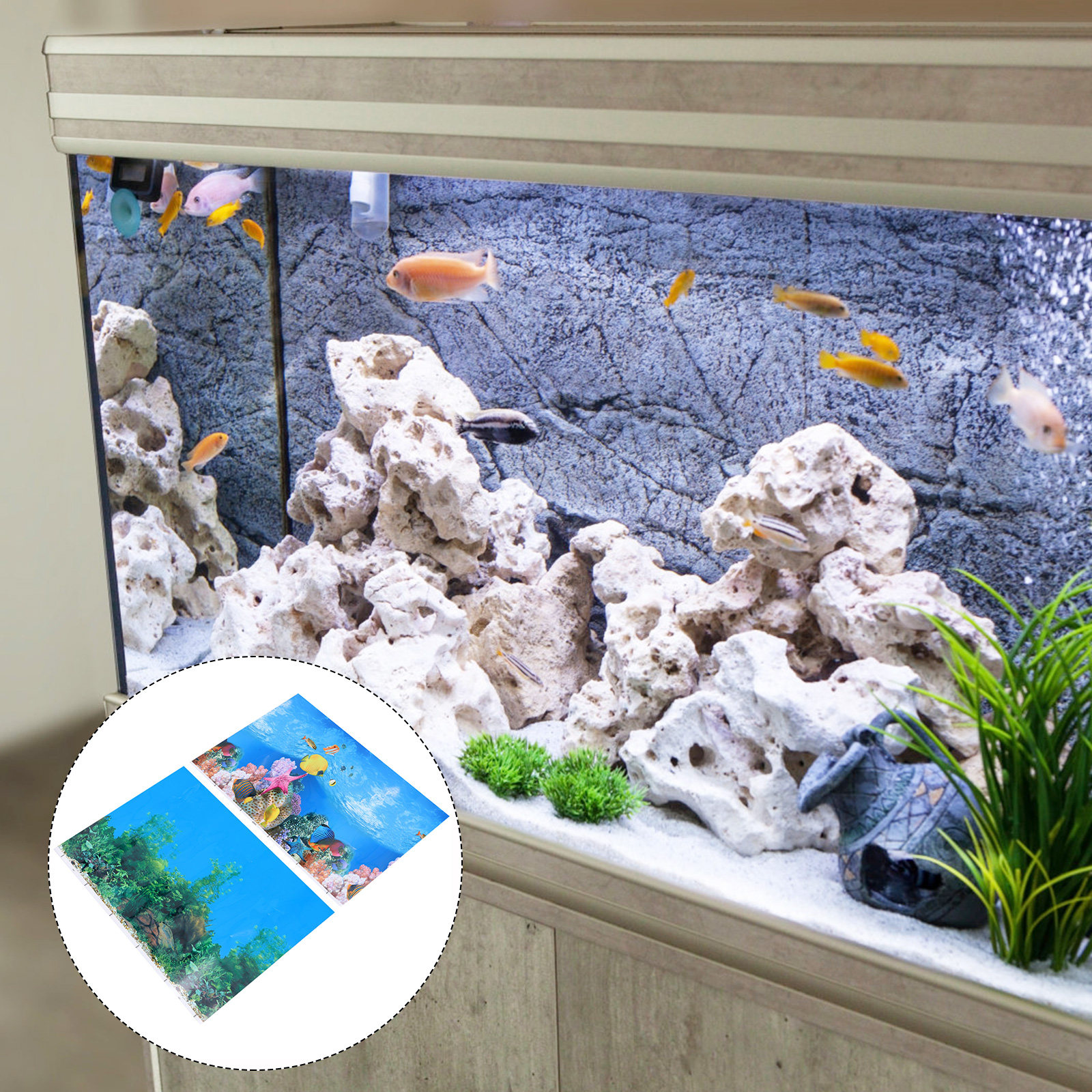 2Pcs Fish Tank Background Pape - Aquarium Fish Wallpaper review and price