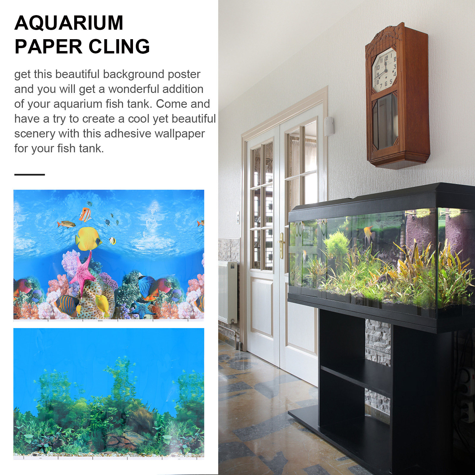 2Pcs Fish Tank Background Pape - Aquarium Fish Wallpaper review and price